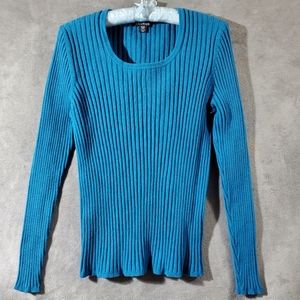 Blue Ribbed Women's Sweater